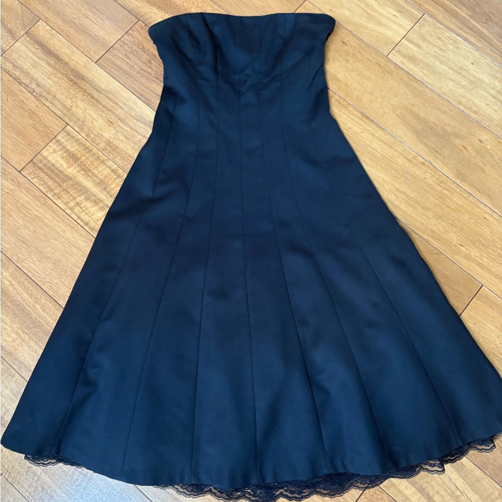 Black Strapless A-line Cocktail Dress